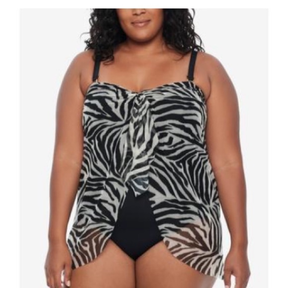 Lauren RALPH LAUREN Plus Size Zebra Print Flyaway One Piece size 18W zebra - Picture 5 of 13